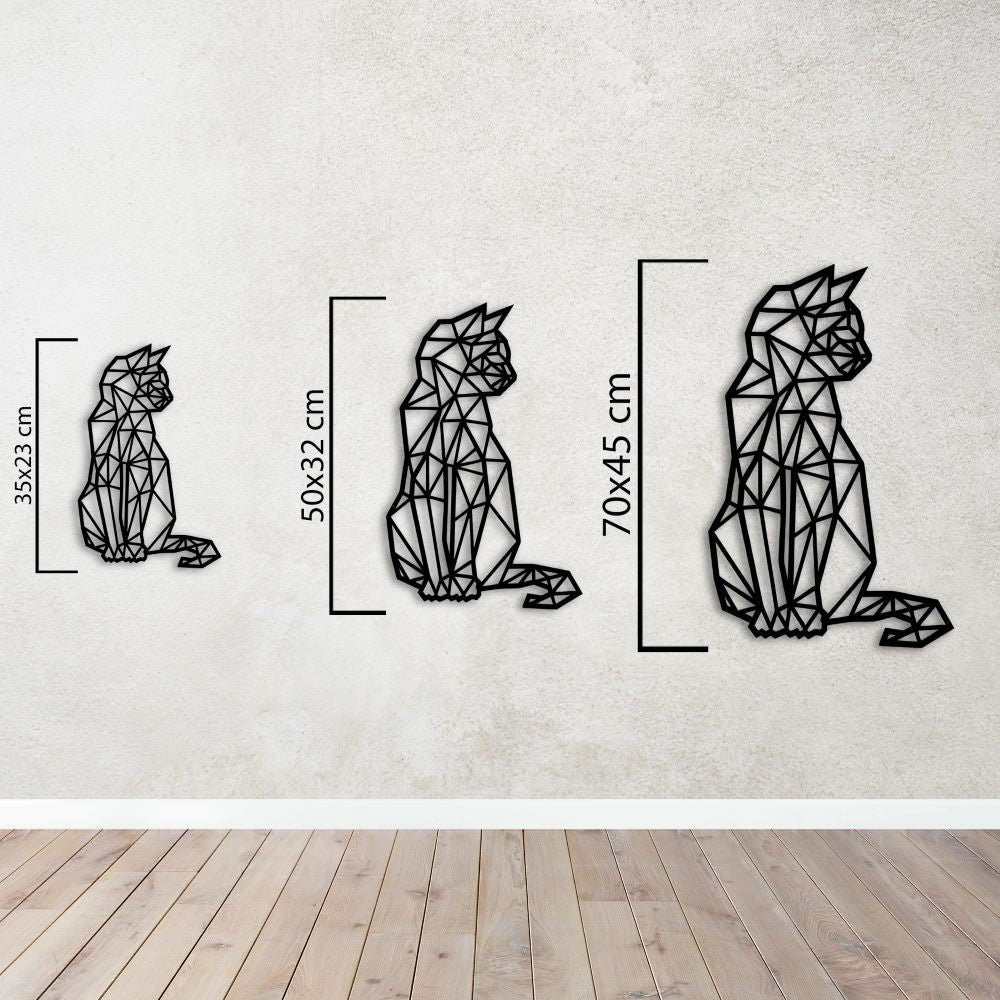 Modern Cat Trio Metal Wall Decor | Playful Geometric Animal Sculpture