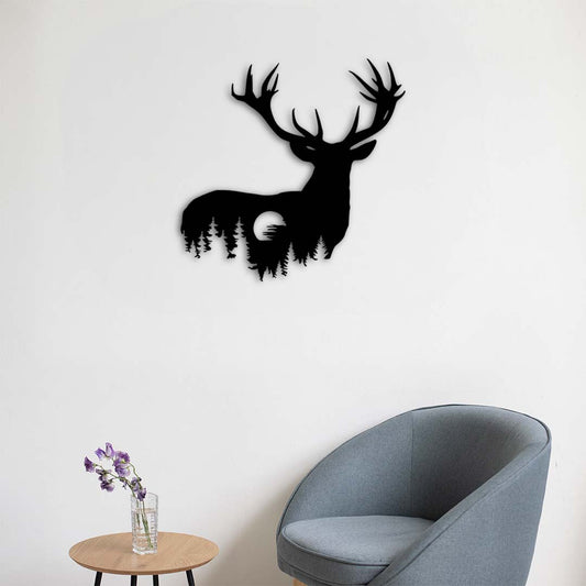 Silent Majesty – Deer Silhouette Metal Wall Sculpture