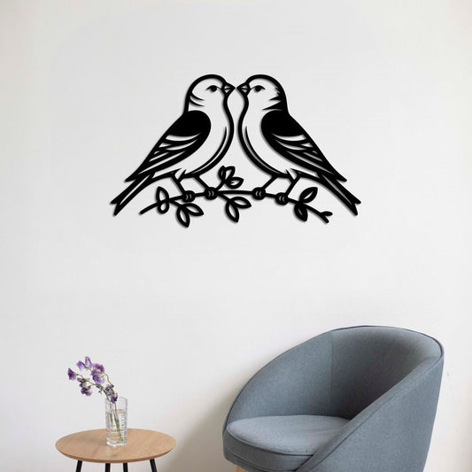 Lovebirds in Flight Metal Wall Decor | Romantic Nature-Inspired Sculpture