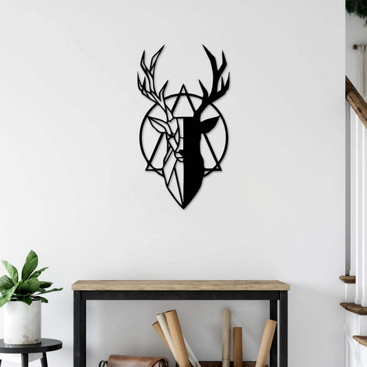 Geometric deer metal wall art showcasing powerful nature-inspired design