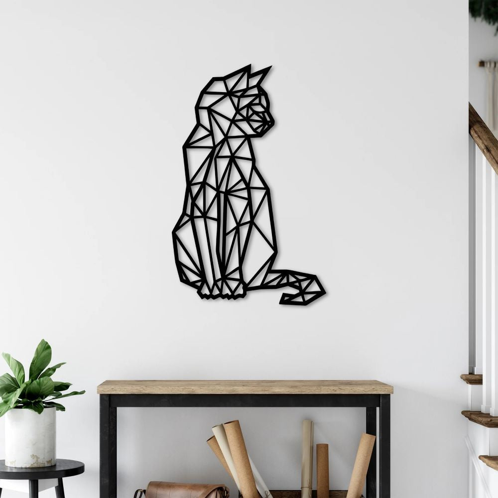 Modern Cat Trio Metal Wall Decor | Playful Geometric Animal Sculpture