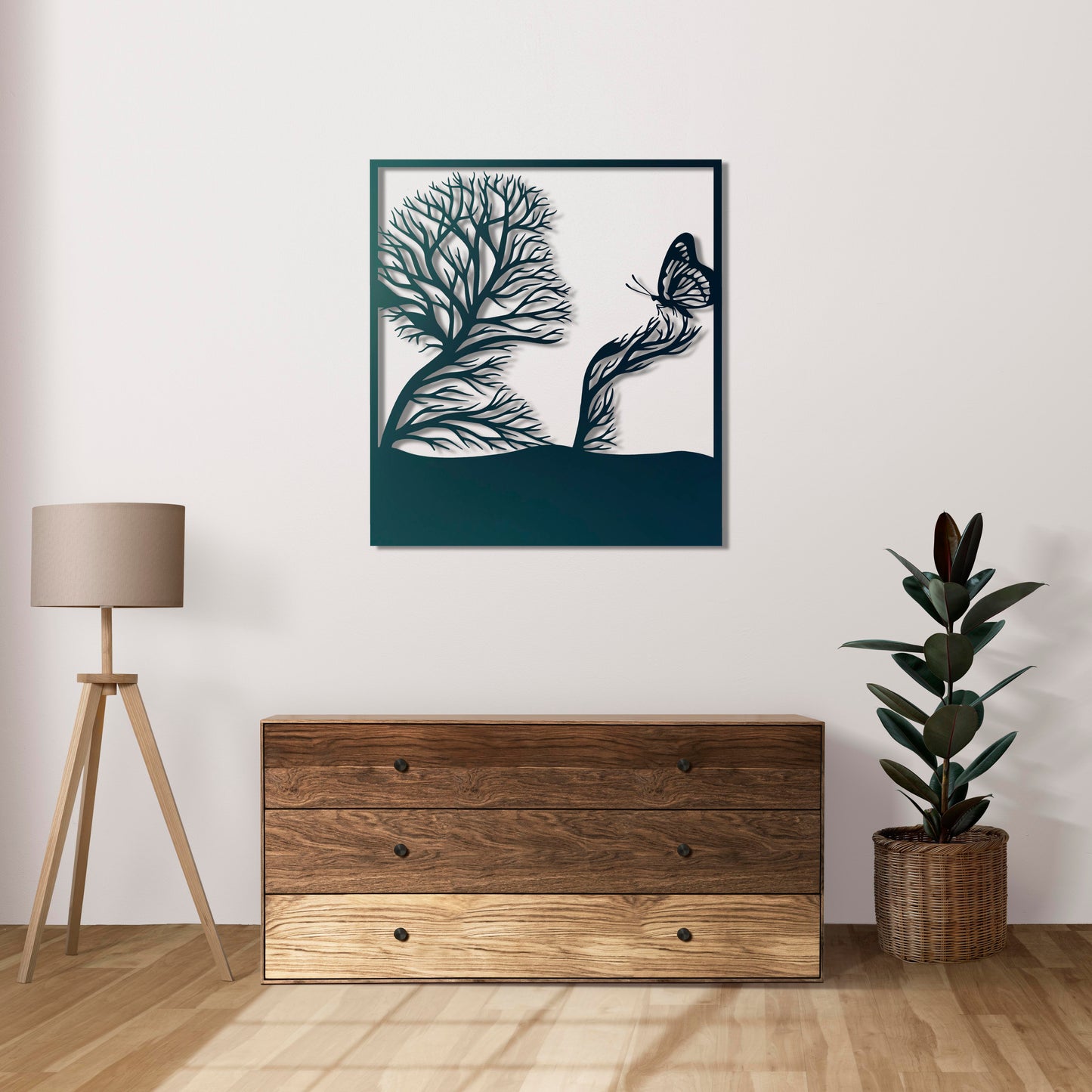 Graceful butterfly woman wall decor symbolizing transformation and grace