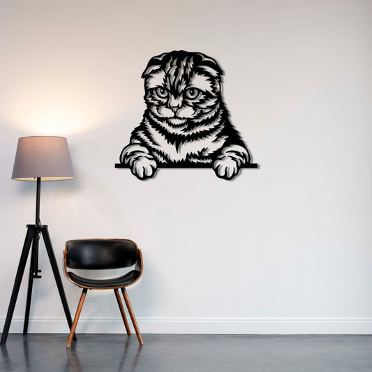 Playful Cat Metal Wall Decor | Whimsical Feline Wall Sculpture