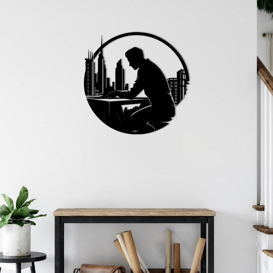 Skyline Visionary Metal Wall Decor | Modern Cityscape Art Sculpture