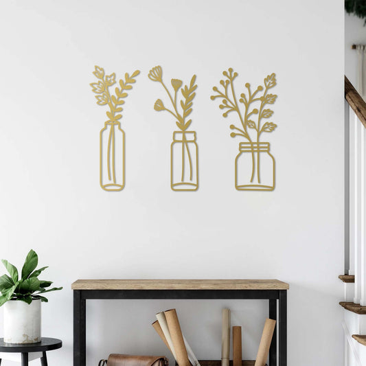 Minimalist Vase Outline Metal Wall Decor | Contemporary Artistic Sculpture