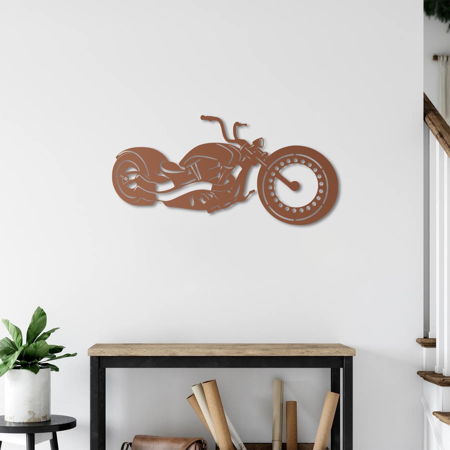Ride the Wind | Chopper Motorcycle Metal Wall Sculpture