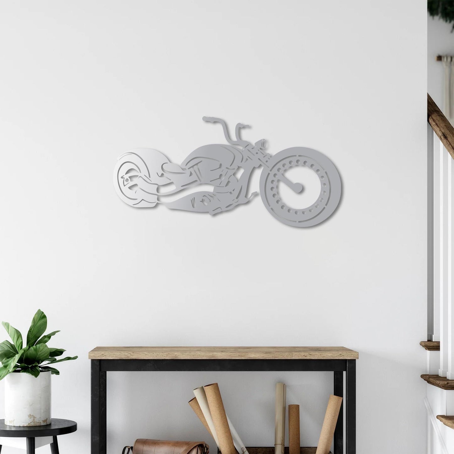 Ride the Wind | Chopper Motorcycle Metal Wall Sculpture
