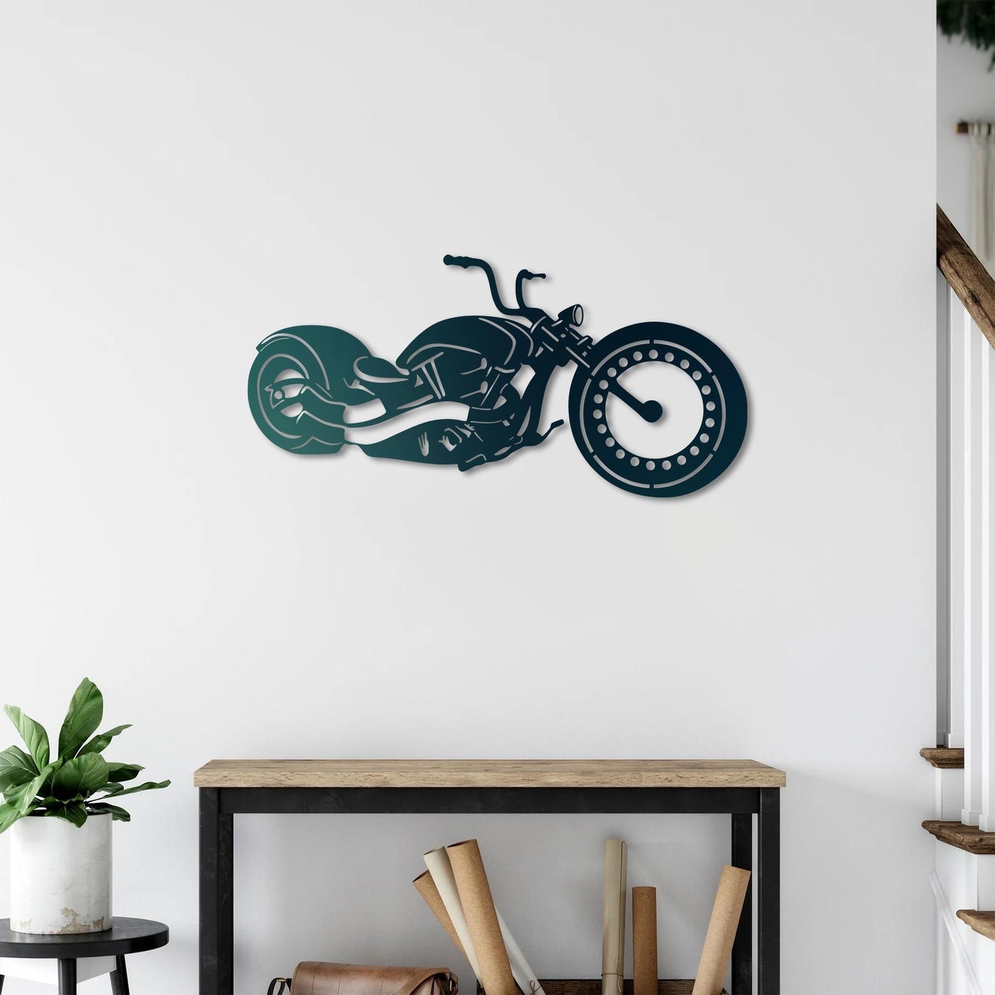 Ride the Wind | Chopper Motorcycle Metal Wall Sculpture