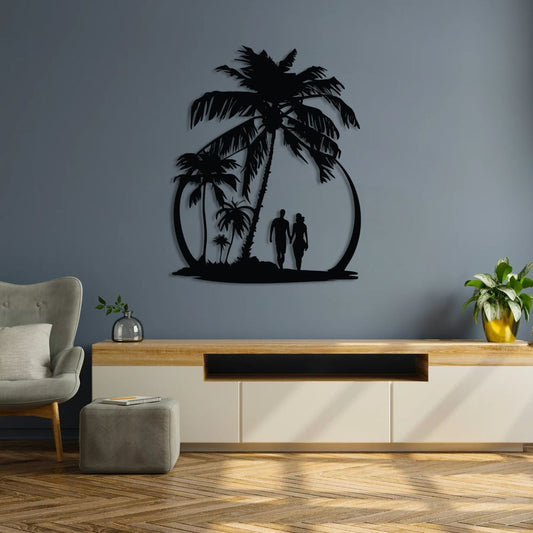 Seaside Stroll Metal Wall Decor | Tranquil Coastal Art Sculpture