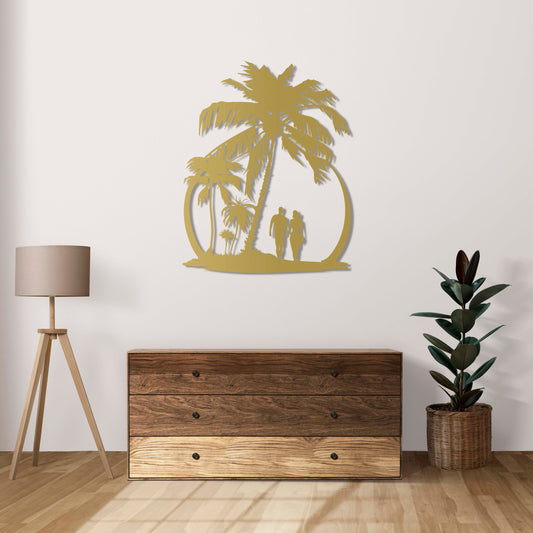 Seaside Stroll Metal Wall Decor | Tranquil Coastal Art Sculpture