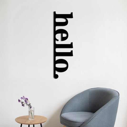 Say It with Style | Vertical Hello Metal Wall Sign