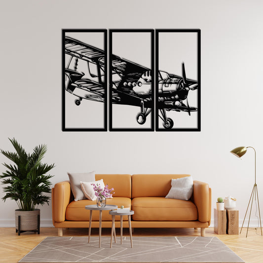 Wings of Time | 3-Piece Vintage Airplane Metal Wall Set