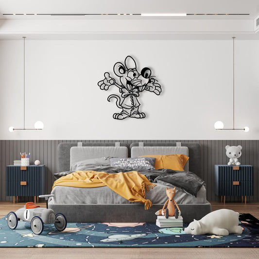 Cheerful Mouse Metal Wall Decor | Whimsical Animal Art Sculpture