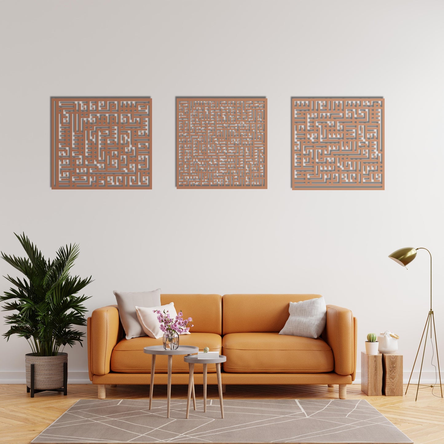 Falaq, Ayatul Kursi & Nas Kufic Calligraphy Metal Wall Art | Quranic Decor