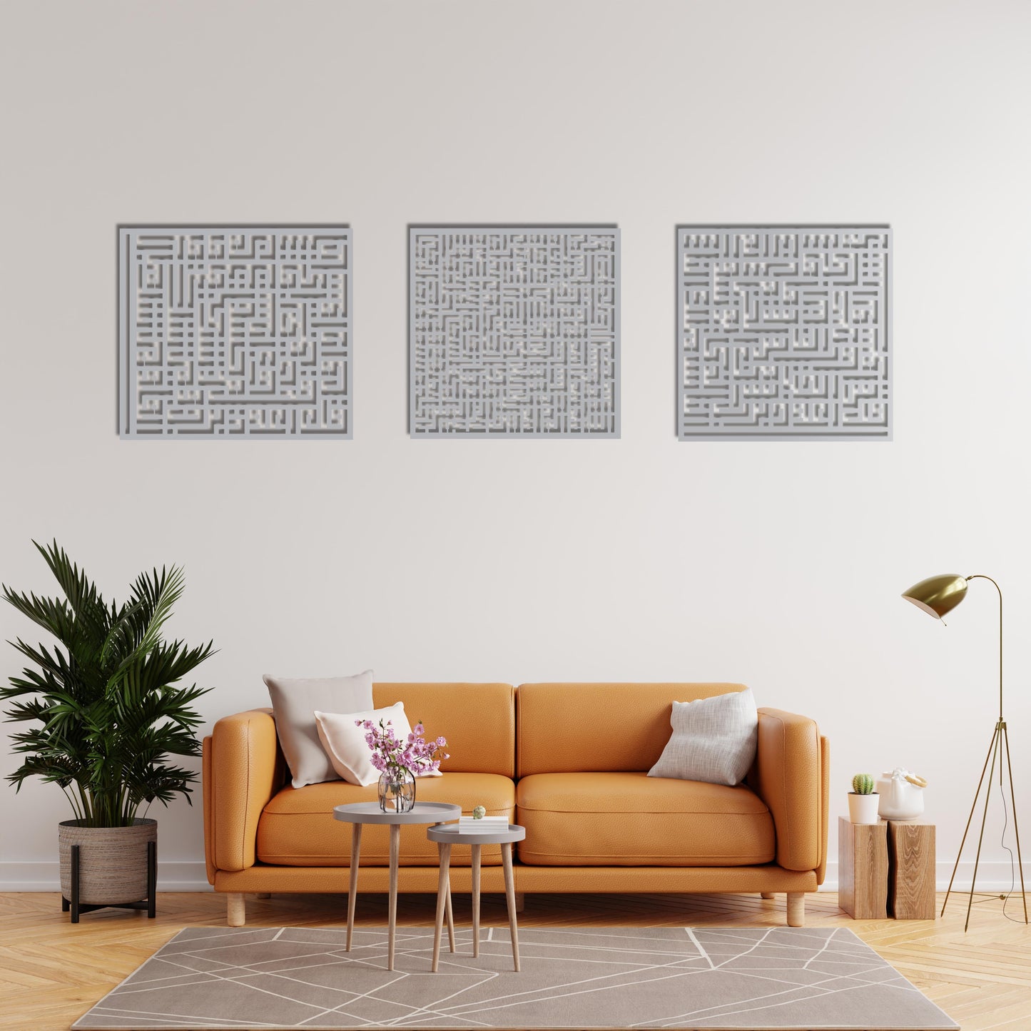 Falaq, Ayatul Kursi & Nas Kufic Calligraphy Metal Wall Art | Quranic Decor